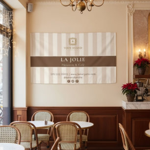 Neutrale Beige Cacao Strepen Franse Bakkerij Evene Spandoek
