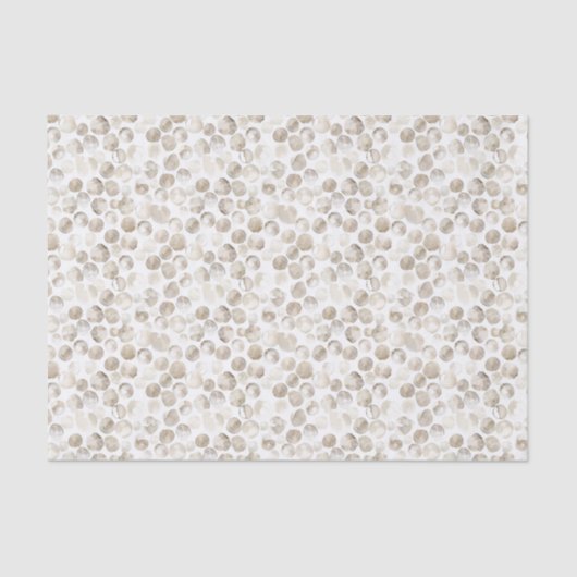 Neutrale Beige Crème Witte Aquarel Stippen Patroon Tissuepapier (Voorkant)