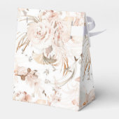 Neutrale beige elegant florale tuinbruiloft gunst bedankdoosjes (Achterkant)