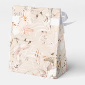 Neutrale beige elegante bloementuin bruiloft cadea bedankdoosjes (Achterkant)