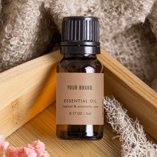 Neutrale Beige Etherische Olie Druppelfles Verpakk Etiket