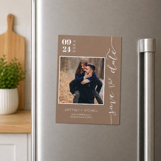 Neutrale Beige Foto Save the Date
