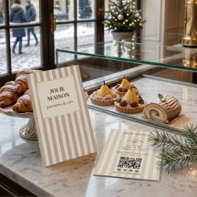 Neutrale Beige Franse Bakkerij Strepen QR Code