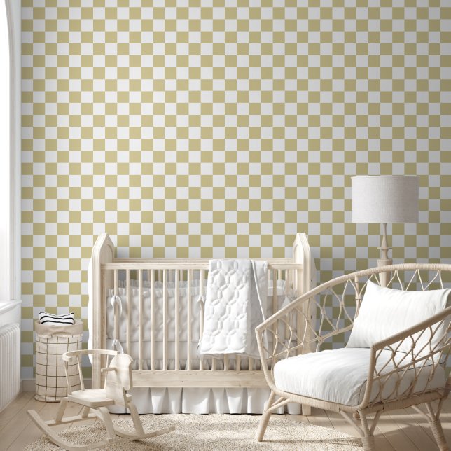Neutrale Beige Geruite Behang | Moderne Kinderkame (Kinderen)