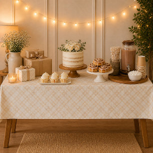 Neutrale Beige Gingham Baby Shower Tafelkleed