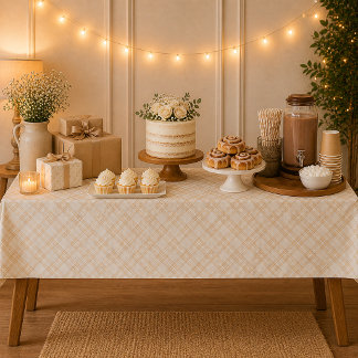 Neutrale Beige Gingham Baby Shower Tafelkleed