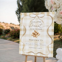 Neutrale Beige Gingham Pinda Baby Shower Welkom