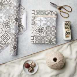 Neutrale, beige, grijze, Marokkaanse tegels Cadeaupapier