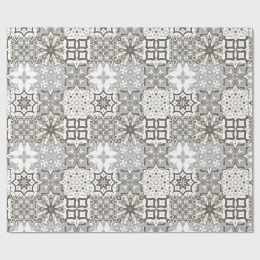 Neutrale, beige, grijze, Marokkaanse tegels Cadeaupapier (Vlak)