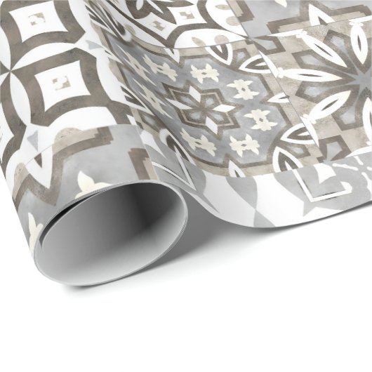 Neutrale, beige, grijze, Marokkaanse tegels Cadeaupapier (Rol Hoek)