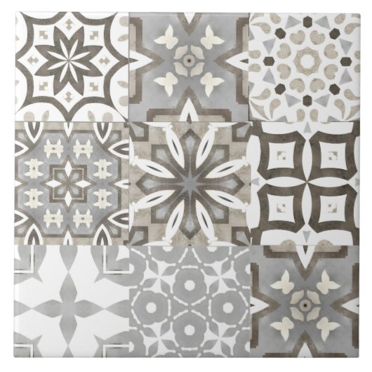 Neutrale, beige, grijze, Marokkaanse tegels Tegeltje (Voorkant)