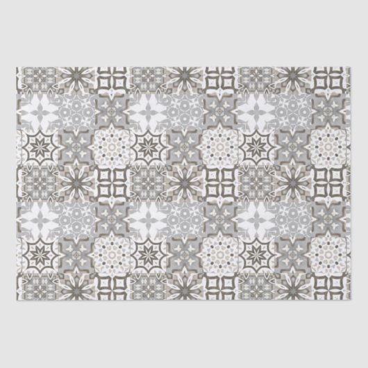 Neutrale, beige, grijze, Marokkaanse tegels Tissuepapier (Voorkant)