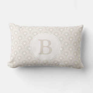 Neutrale Beige Japans Scallops & Initiaal Letter Kussen