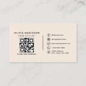 Neutrale Beige Kapper Foto QR-code  Visitekaartje (Achterkant)