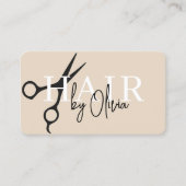 Neutrale beige kapper schaar QR-code Visitekaartje (Voorkant)