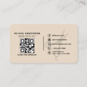 Neutrale beige kapper schaar QR-code Visitekaartje (Achterkant)