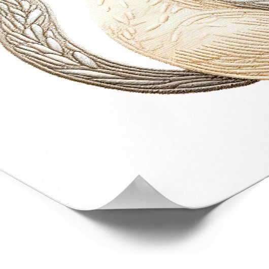 Neutrale beige kat geborduurd boho katposter poster (Hoek)