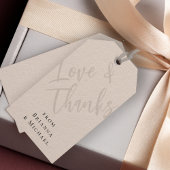 Neutrale Beige Liefde en Dank met Namen Cadeaulabel