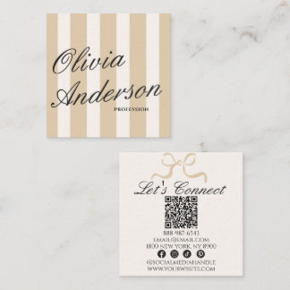 Neutrale Beige Luxe Vintage Oude Geld QR Code Vierkante Visitekaartje