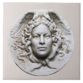 Neutrale Beige Marmeren Medusa Wand Tegel Tegeltje (Voorkant)