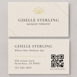 Neutrale Beige Massage Therapeut QR Code Visitekaartje