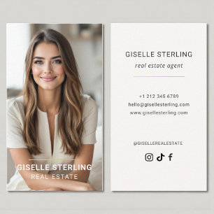 Neutrale Beige Moderne Vastgoedmakelaar Visitekaartje