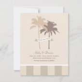 Neutrale beige palmbomen strand bruiloft save the date (Voorkant)