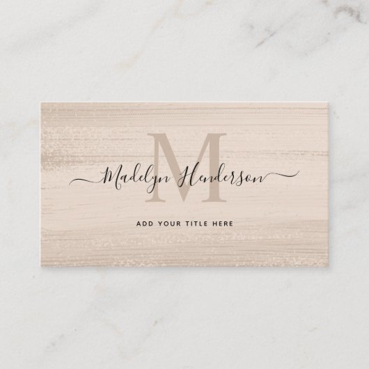 Neutrale beige penseelstreken Moderne penseel QR-c Visitekaartje (Voorkant)