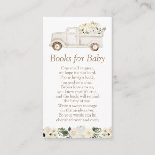 Neutrale Beige Pompoen Baby Shower Boeken voor Bab Informatiekaartje