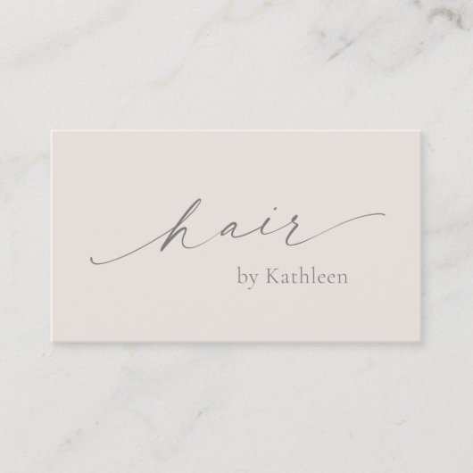 Neutrale Beige QR Code Elegante Haarstylist Modern Visitekaartje (Voorkant)