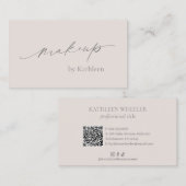 Neutrale Beige QR Code Elegante Make-up Artiest Mo Visitekaartje (Voorkant / Achterkant)