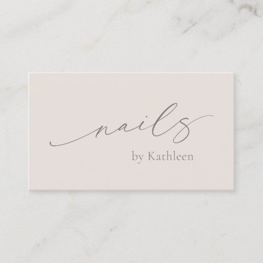 Neutrale Beige QR Code Elegante Nagelsalon Modern Visitekaartje (Voorkant)