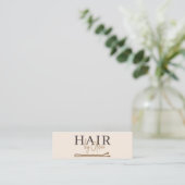 Neutrale Beige QR Code Haarstylist Modern Mini Visitekaartje (Staand voorkant)