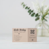 Neutrale Beige QR Code Monogramma Sociale Media Visitekaartje (Staand voorkant)