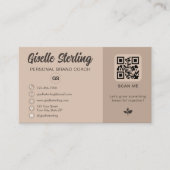 Neutrale Beige QR Code Monogramma Sociale Media Visitekaartje (Voorkant)