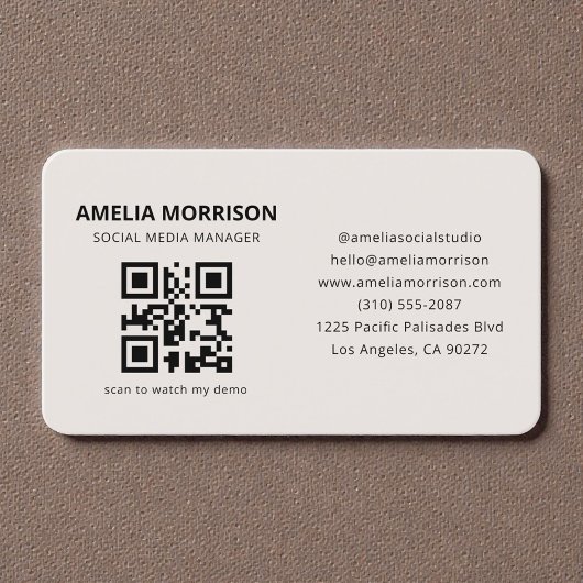 Neutrale Beige QR-code Visitekaartje