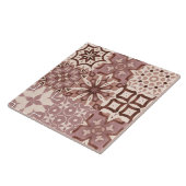 Neutrale, beige, rood, roze, Marokkaanse tegels Tegeltje (Zijkant)