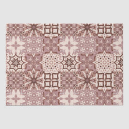 Neutrale, beige, rood, roze, Marokkaanse tegels Tissuepapier