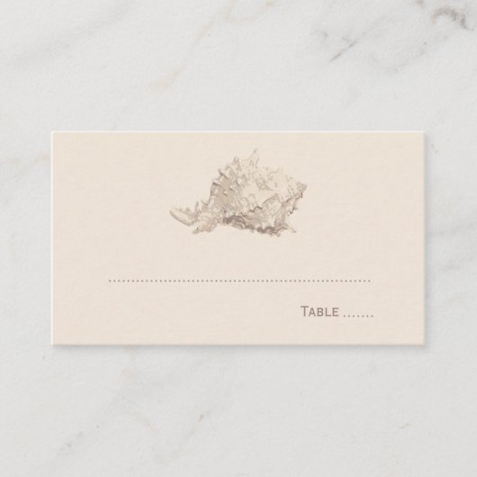 Neutrale Beige Schelp Bruiloft Monogram Plaatskaartje (Voorkant)