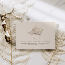 Neutrale Beige Schelp Strand Bruiloft Informatiekaartje