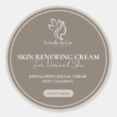 Neutrale beige schoonheidssalon cosmetische potlab ronde sticker (Voorkant)