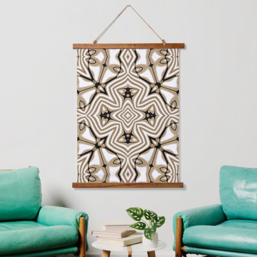 Neutrale beige Taupe Brown White Tribal Art Hangend Wandkleed (Woonkamer)