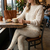 Neutrale Beige Vervuilde Spatten Hoge Taille Leggings