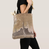 Neutrale Beige Vintage Boom Schets Tote Bag (Dichtbij)