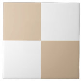 Neutrale Beige Witte Geruite Keramische Tegel Tegeltje (Voorkant)