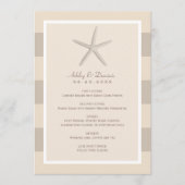 Neutrale Beige Zeester Strand Bruiloft Diner Menu (Voorkant)