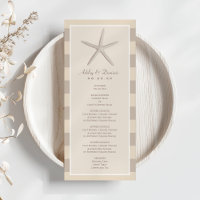 Neutrale Beige Zeester Strand Bruiloft Diner