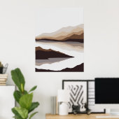 Neutrale berg rivier abstract landschap muurkunst poster (Thuiskantoor)