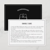 Neutrale Black White Candle Care Instruction Kaart (Voorkant / Achterkant)