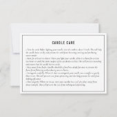 Neutrale Black White Candle Care Instruction Kaart (Voorkant)